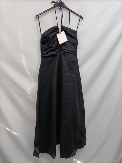 DISSH.Long black linen dress S.36