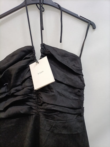DISSH.Long black linen dress S.36