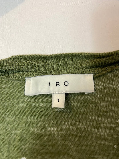 IRO. Perforated green linen top. Size 1 (S/M)