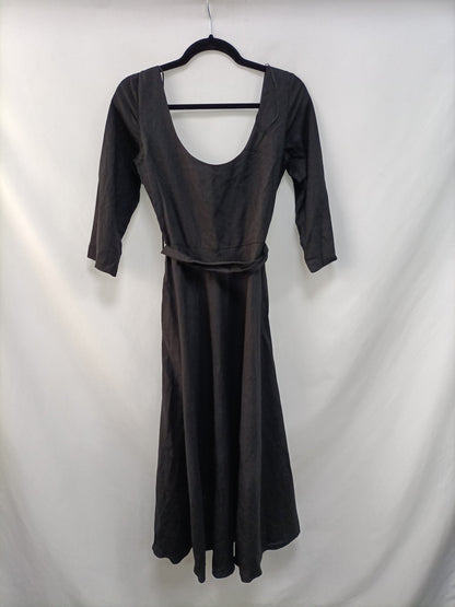 ZARA. Vestido midi lino negro T. M