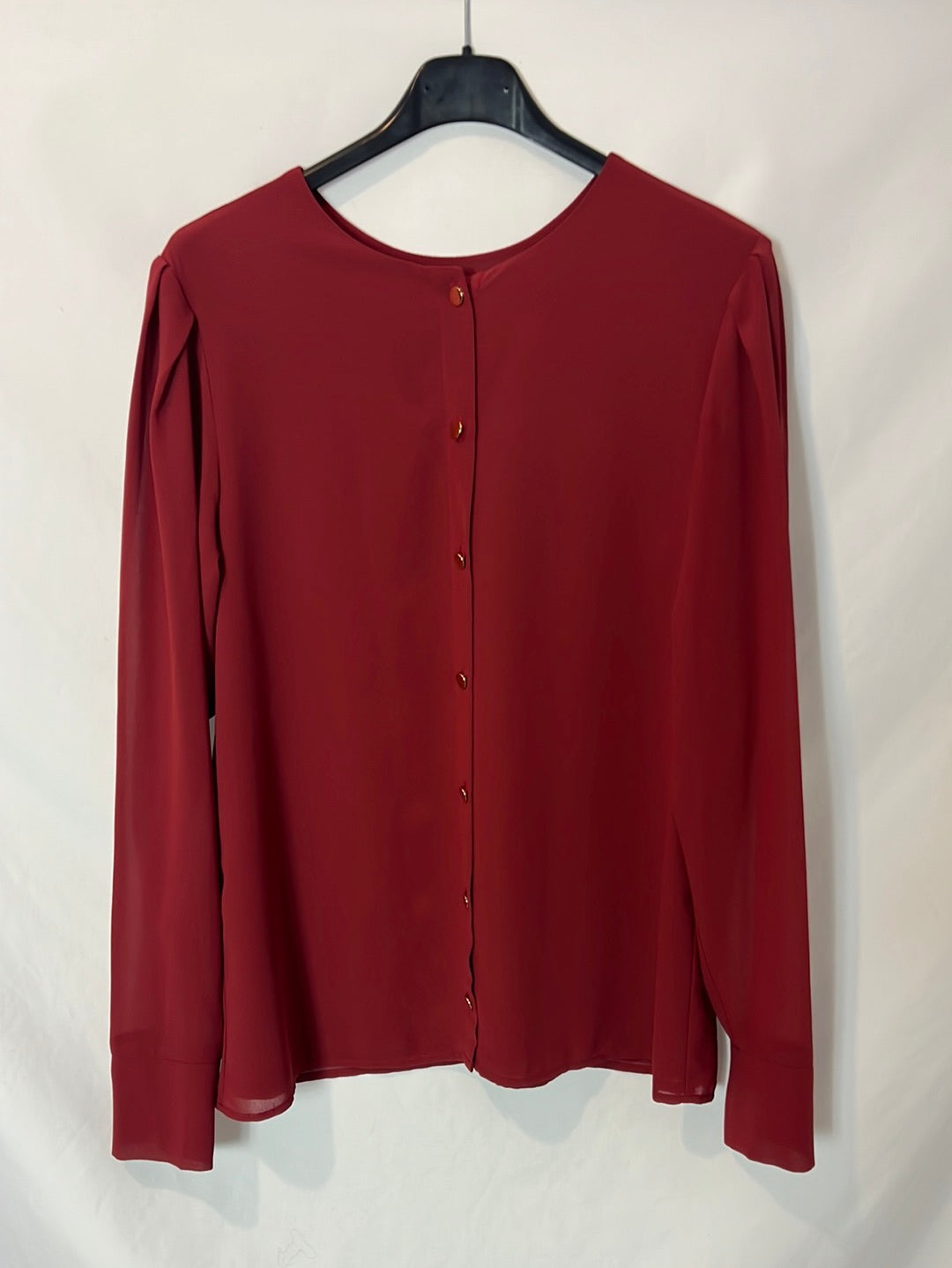 BIMANI. Blusa granate botones dorados. T S