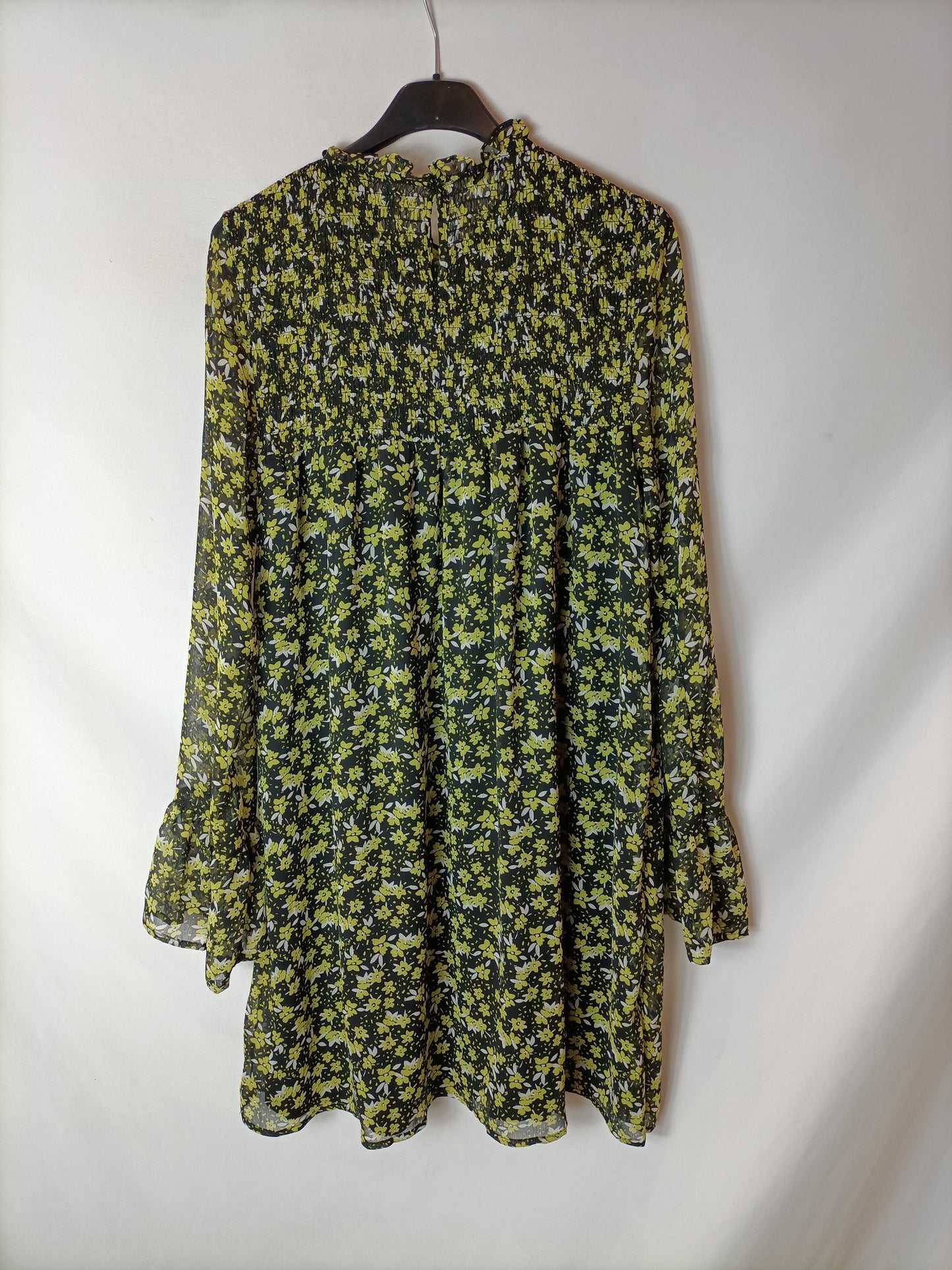 STRADIVARIUS. Black honeycomb print dress. TM