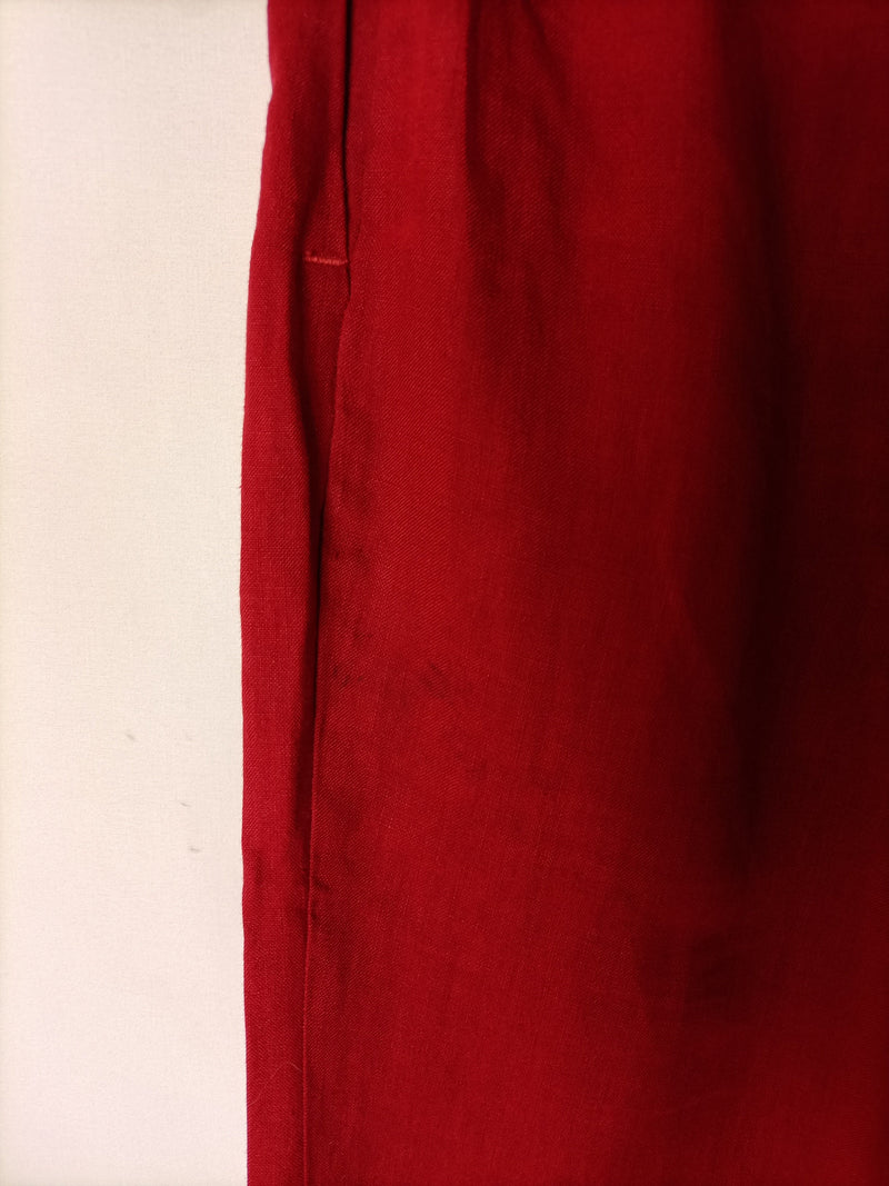 OTRAS. Pantalón fluido lino rojo. T 36
