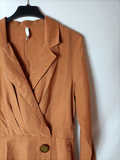 MANGO. Vestido cruzado teja T.m