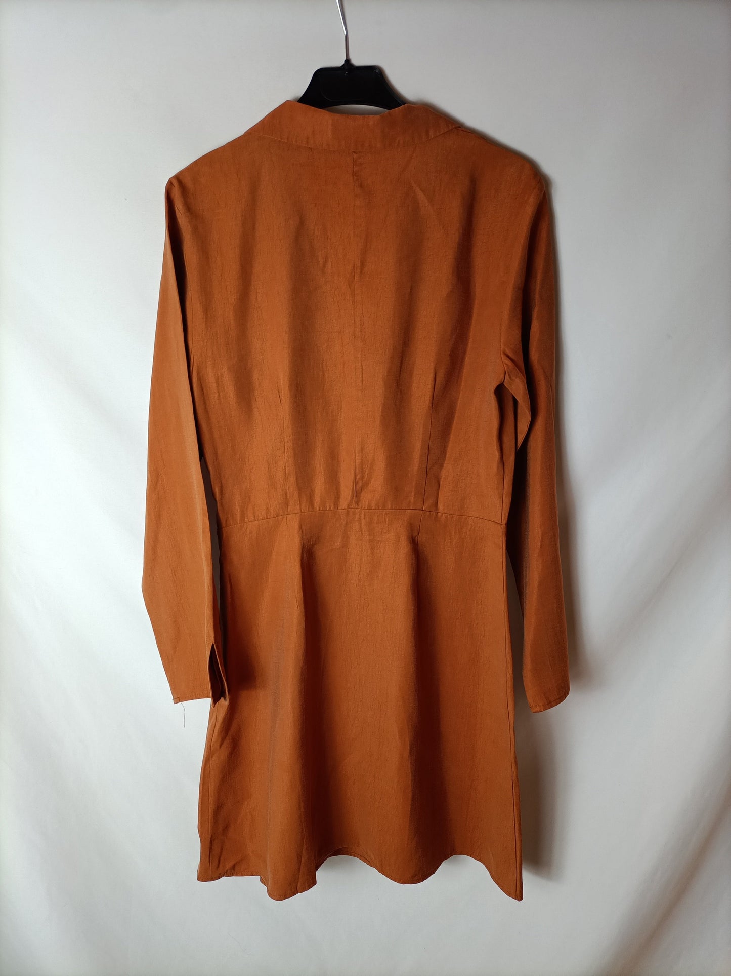 MANGO. Vestido cruzado teja T.m