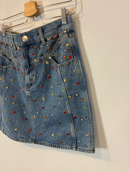 SANDRO. Falda denim abalorios