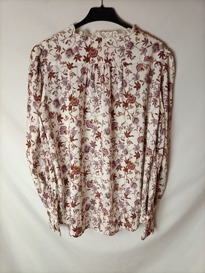 ELEPHANTINE. Beige floral Ts blouse