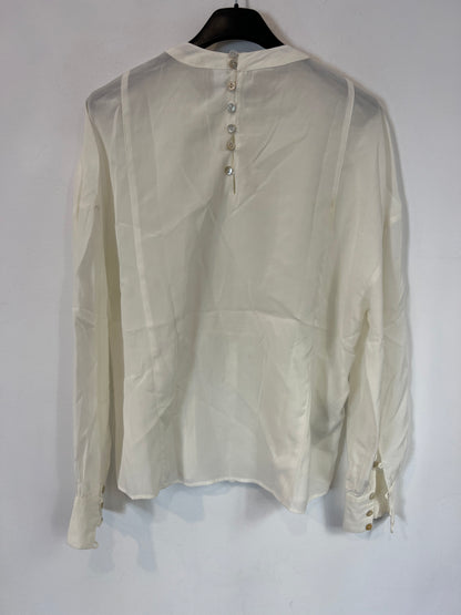 MANGO. Ecru blouse with neckline detail. Size XS
