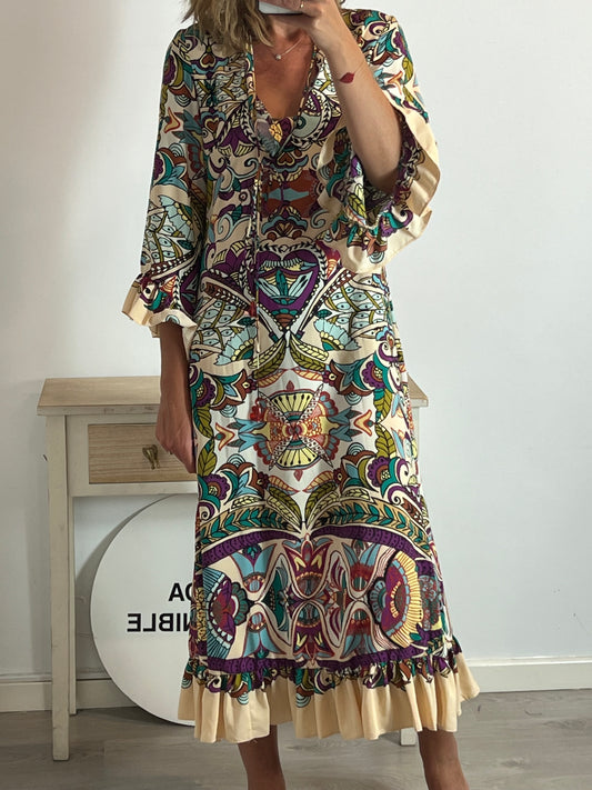 ZARA. Long printed tunic-style dress. TM
