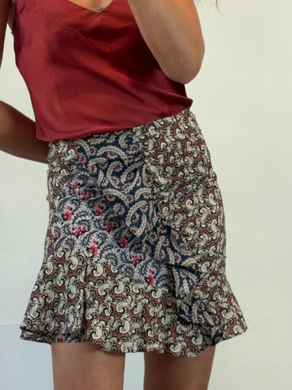 ISABEL MARANT. Falda corta estampada volante
