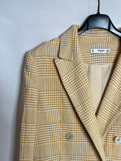 MANGO. Blazer cuadros amarilla. T S