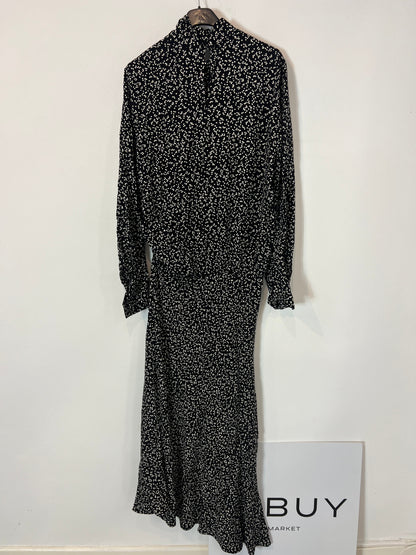 ZARA. Vestido  largo negro estampado. T XS-S