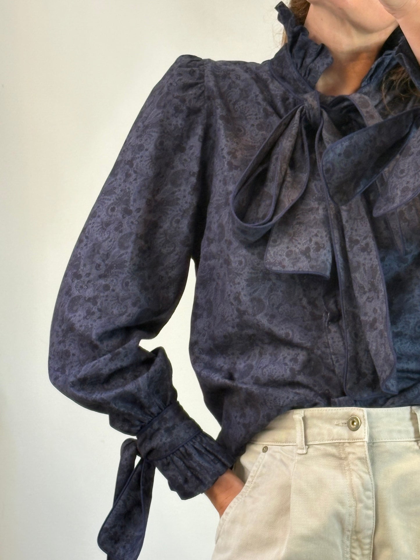 PARIS 64. Camisa Louise Paisley Blue