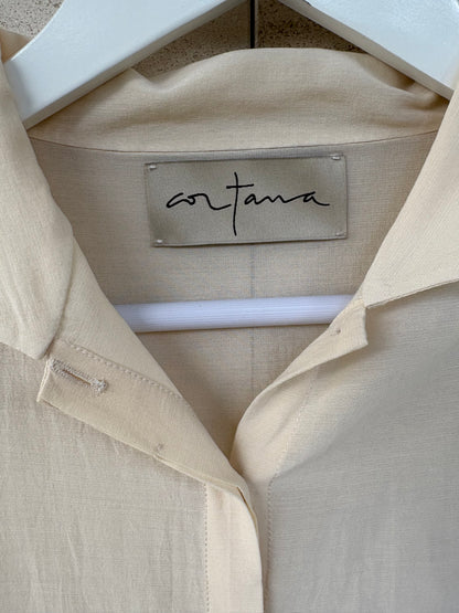CORTANA. Camisa beige algodón y seda