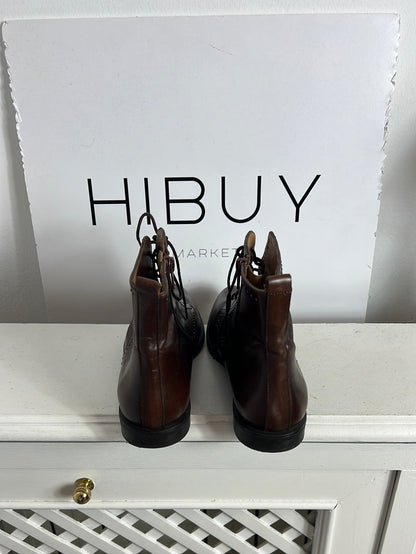 HOBBY. Botines piel marrones cordones. T 38