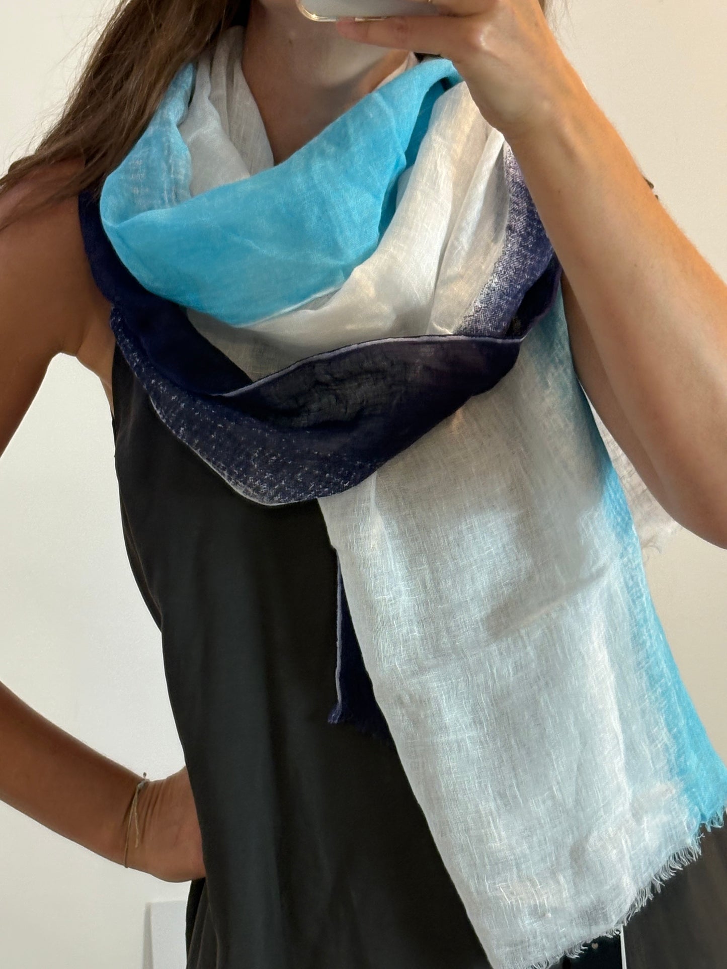 ADOLFO DOMINGUEZ. Two-tone linen scarf