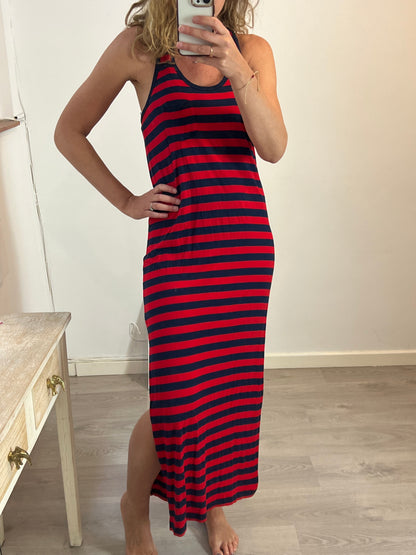 POLO RALPH LAUREN. Long striped dress with slits. TL