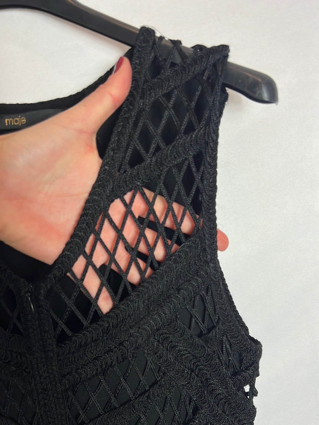 MAJE. Double-textured black dress. Size 2(M)