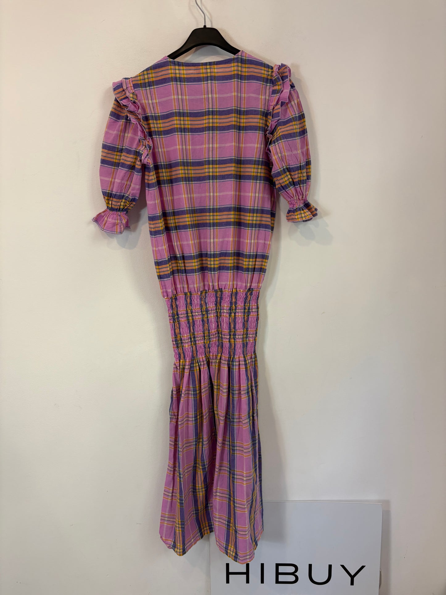 RITAVON. Vestido malva cuadros colores