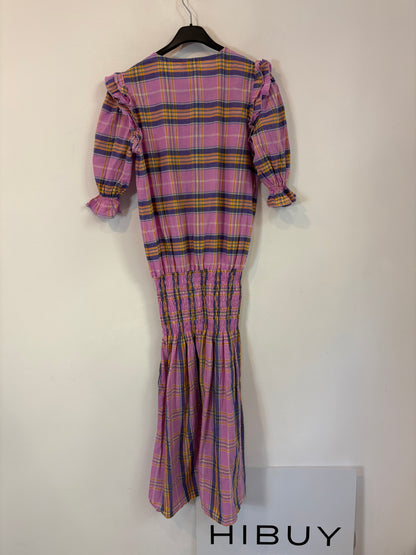 RITAVON. Vestido malva cuadros colores
