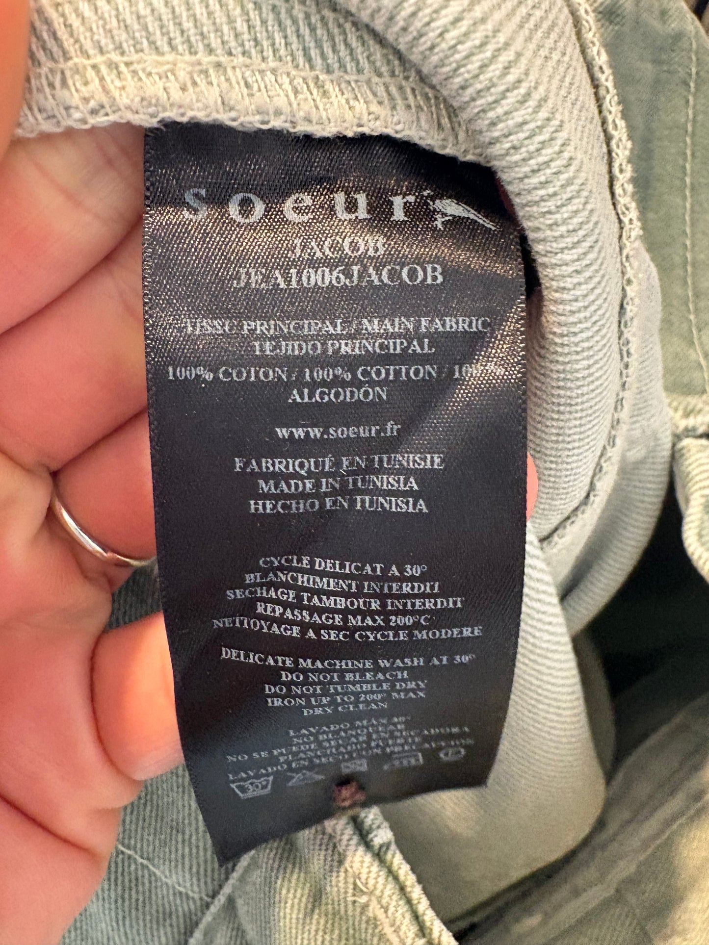 SOEUR. Denim verde agua abotonado