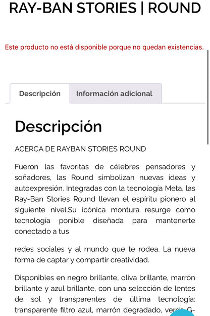 RAYBAN META. Gafas Stories Round