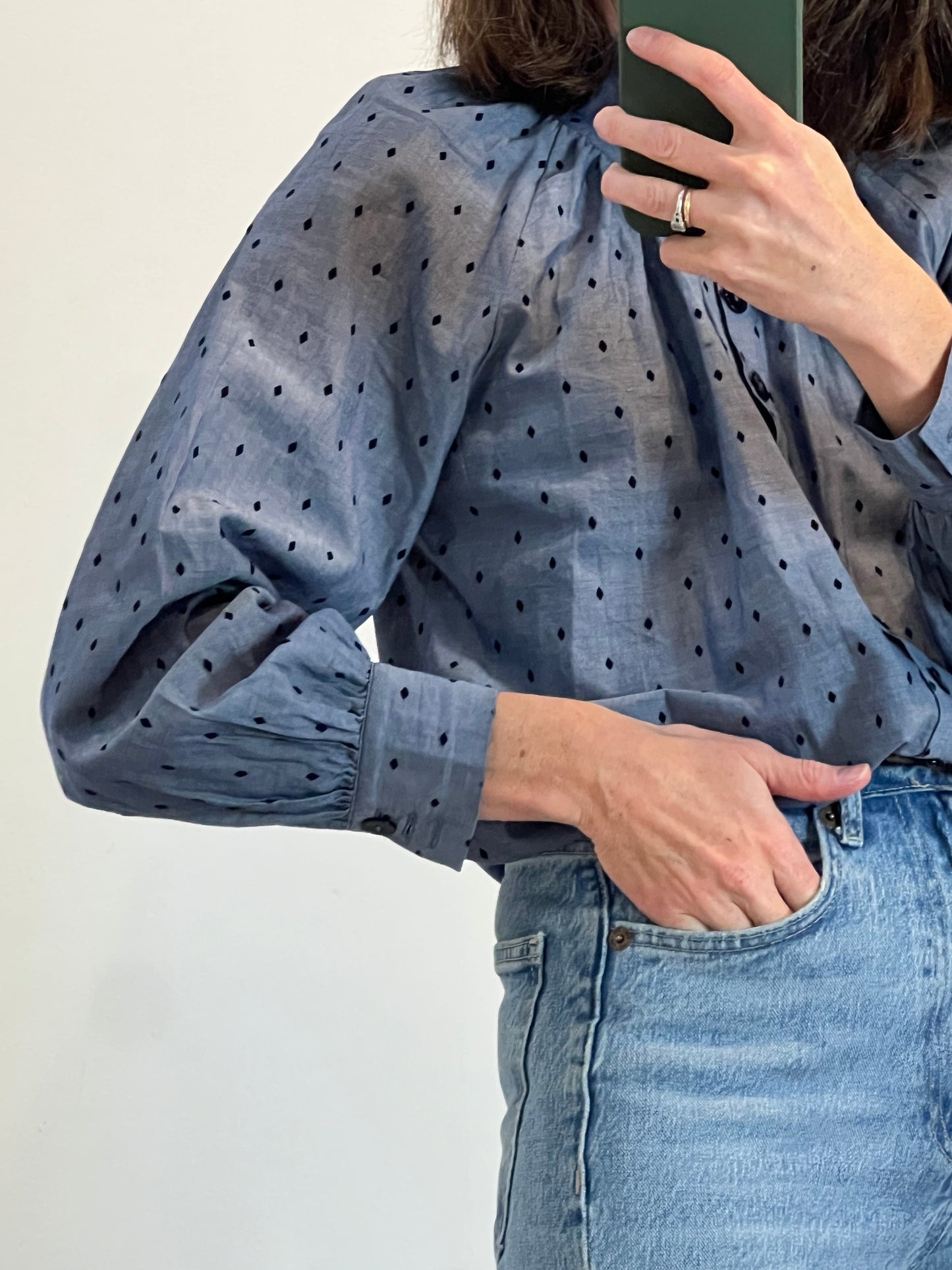 MASSIMO DUTTI. Blusa algodón rombos. T 34