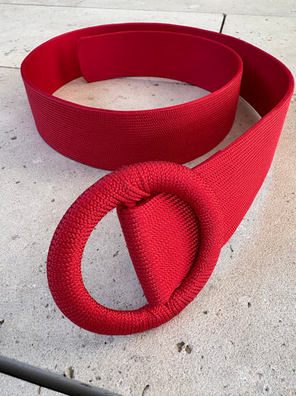 OTRAS. Cinturón rojo semirrígido textura. T L/XL