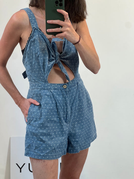 FREE PEOPLE. Mono efecto denim estampado T.s