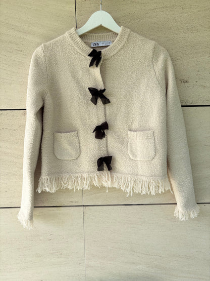ZARA. Chaqueta punto lazos. T S