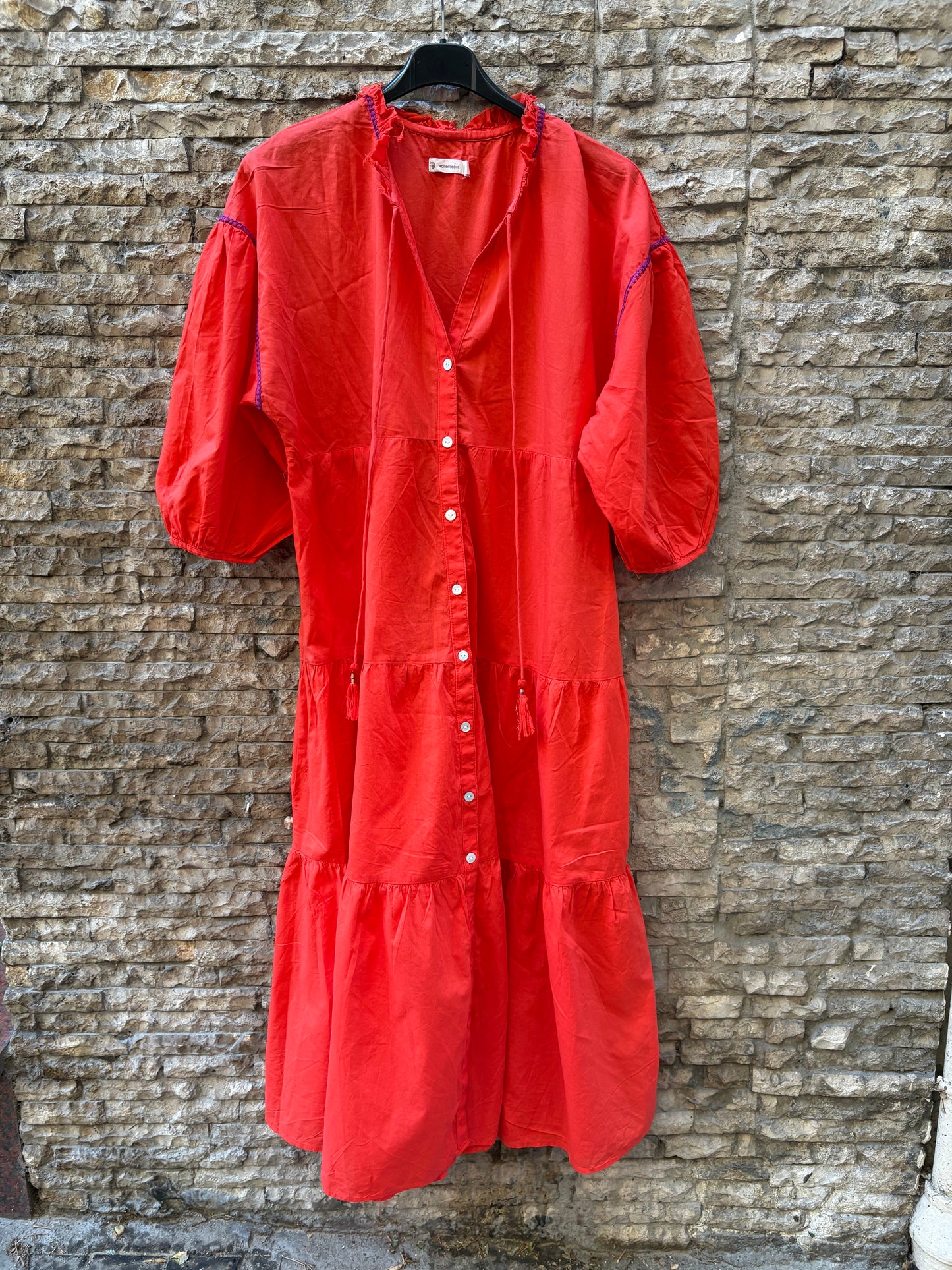 WOMEN´SECRET. Vestido largo rojo bordados. T M