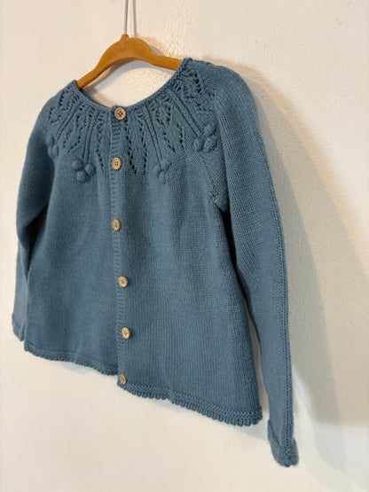 MI CANESÚ. Chaqueta punto azul bolitas. T 24 meses