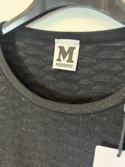 MISSONI. Black dress with shiny thread texture. Size 42