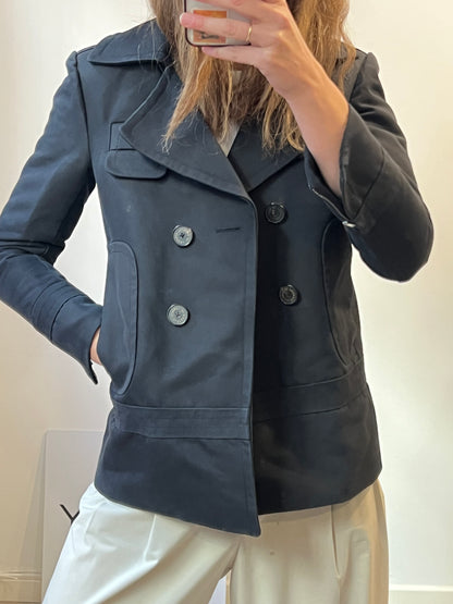 CAROLINA HERRERA. Abrigo cruzado azul oscuro T.m (s/m)