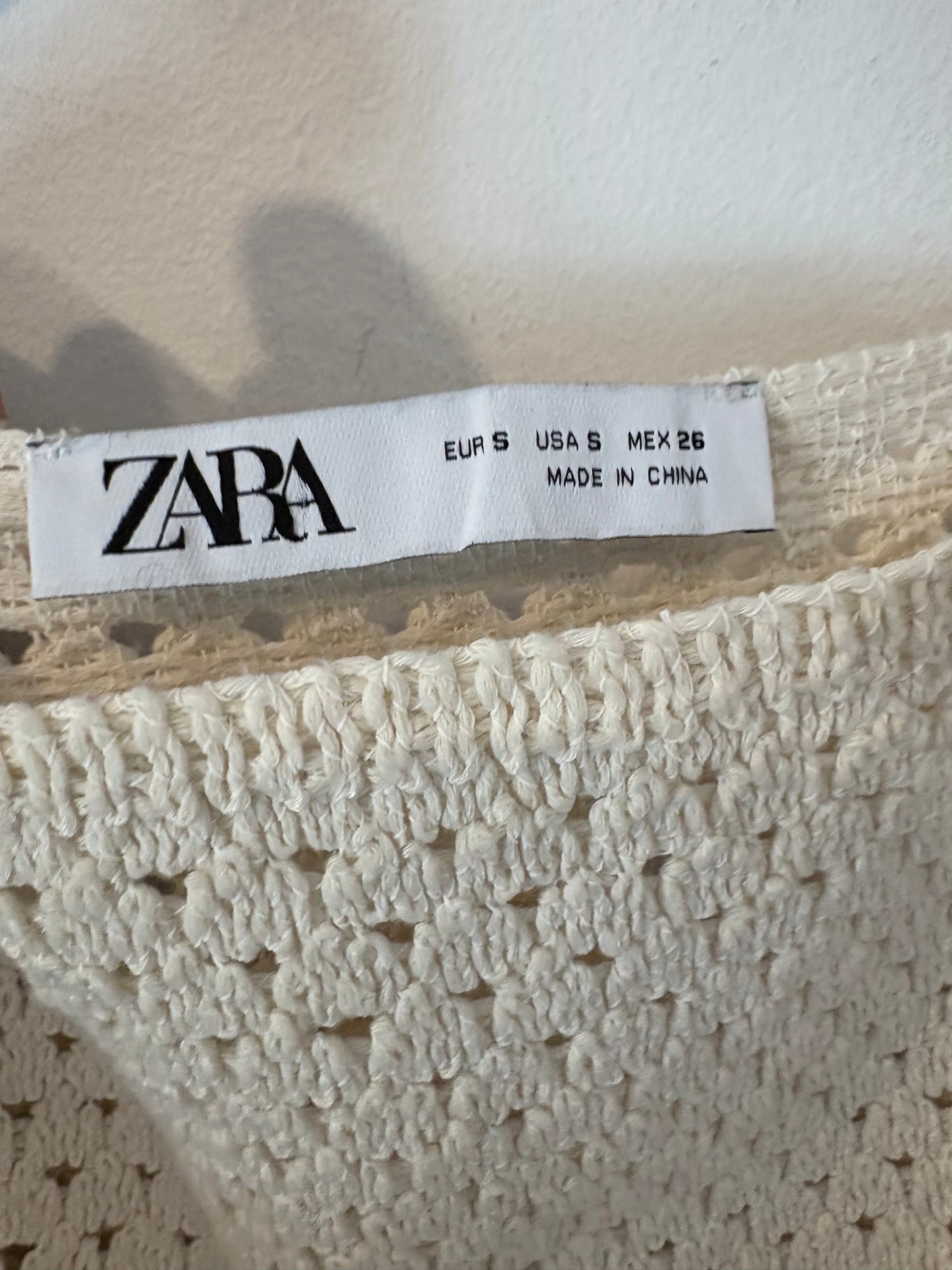 ZARA.Vestido largo lino y crochet