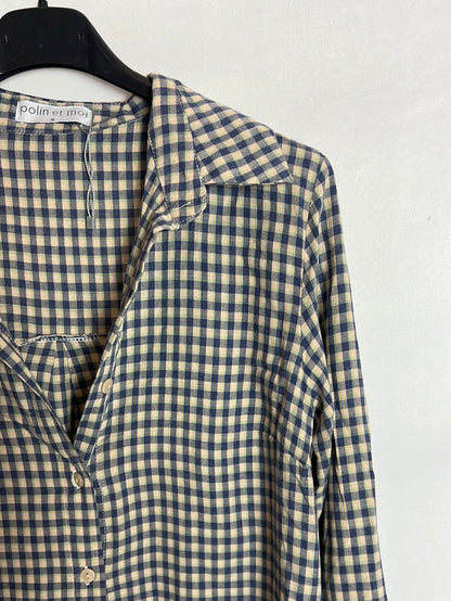 POLIN ET MOI. Blusa cuadros tricolor. TM