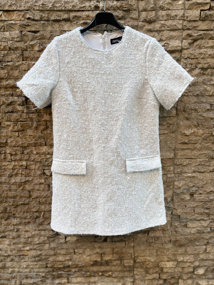 ZARA. Vestido corto tweed lentejuelas. T S