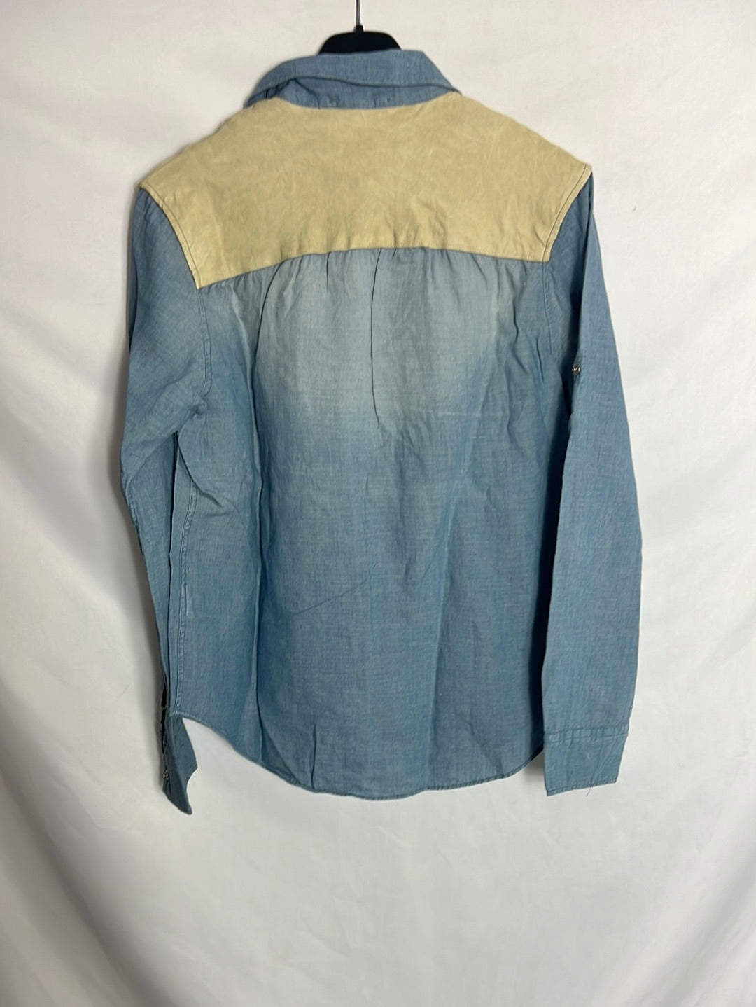 IRO. Denim shirt with leather details. Size 2(M)