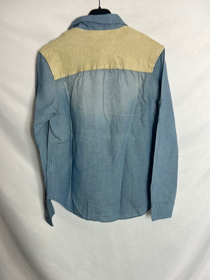 IRO. Denim shirt with leather details. Size 2(M)