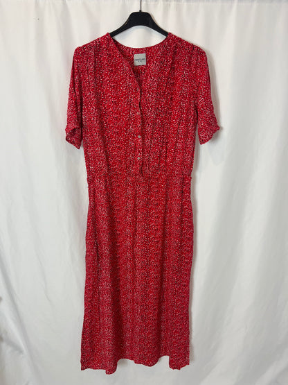 FINN FALRE. Vestido midi rojo estampado . T M