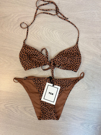 TCN. Bikini marrón topitos negros. T XS/S