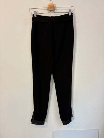 JOSEPH. Pantalón negro fluido detalles en piel