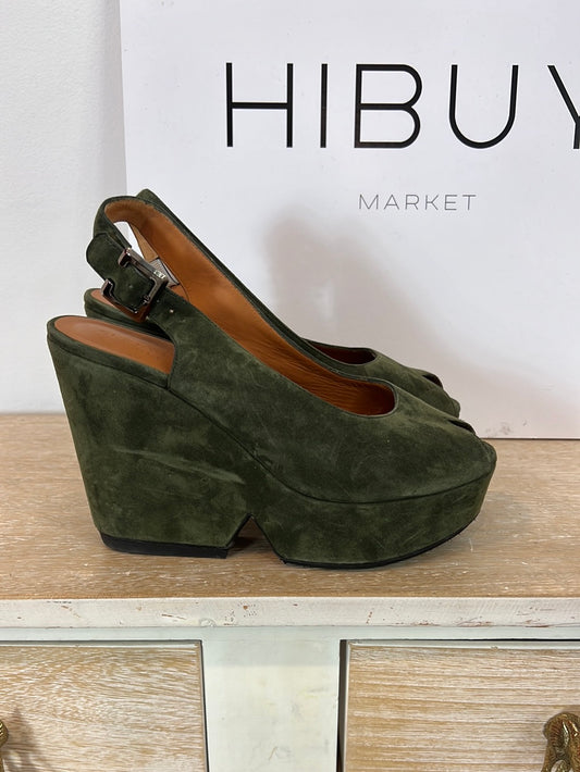 CLERGERIE. Sandalias plataforma verde  T.39