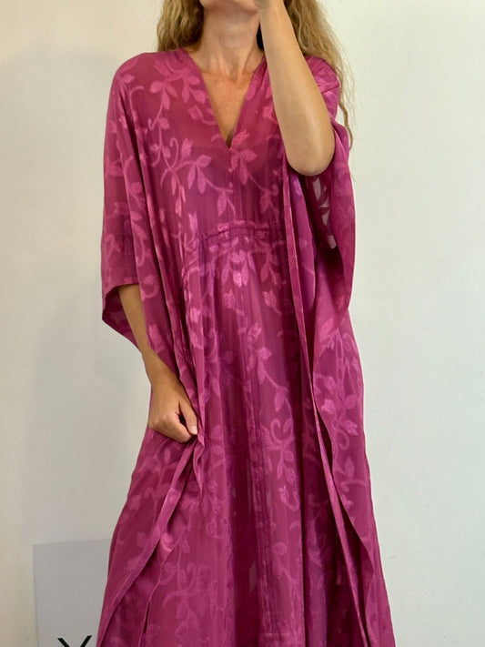 H&M. Vestido kaftán buganvilla textura