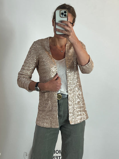 HAKEI. Blazer beige lentejuelas T.l