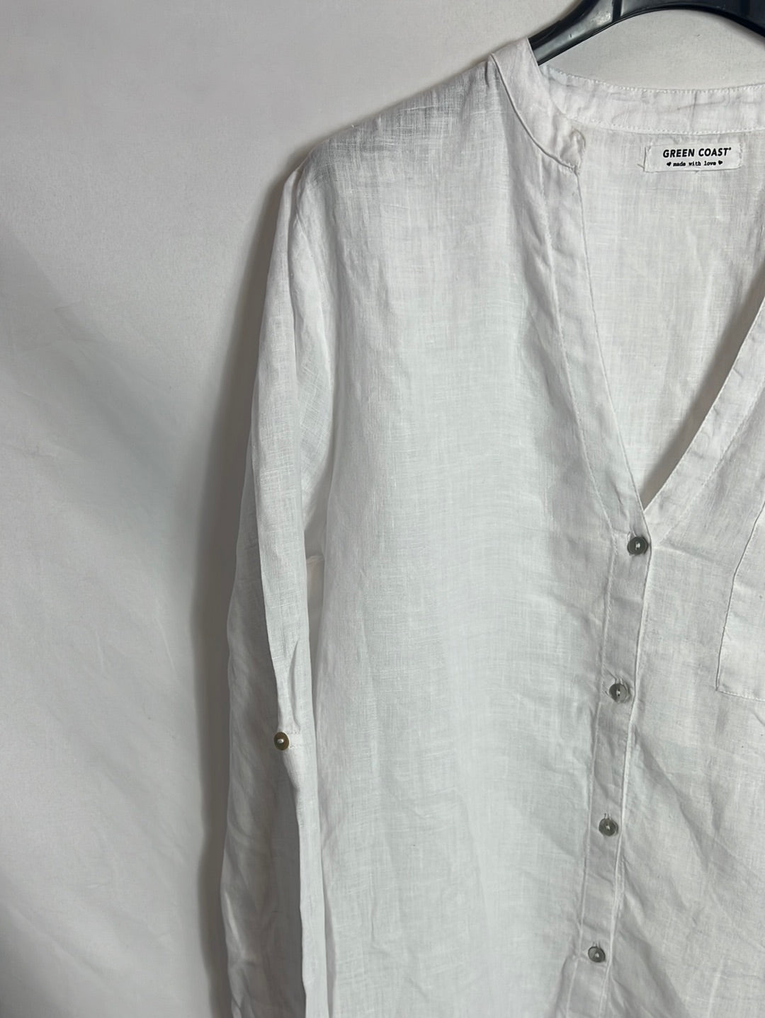 GREEN COAST. Blusa lino blanco. T M