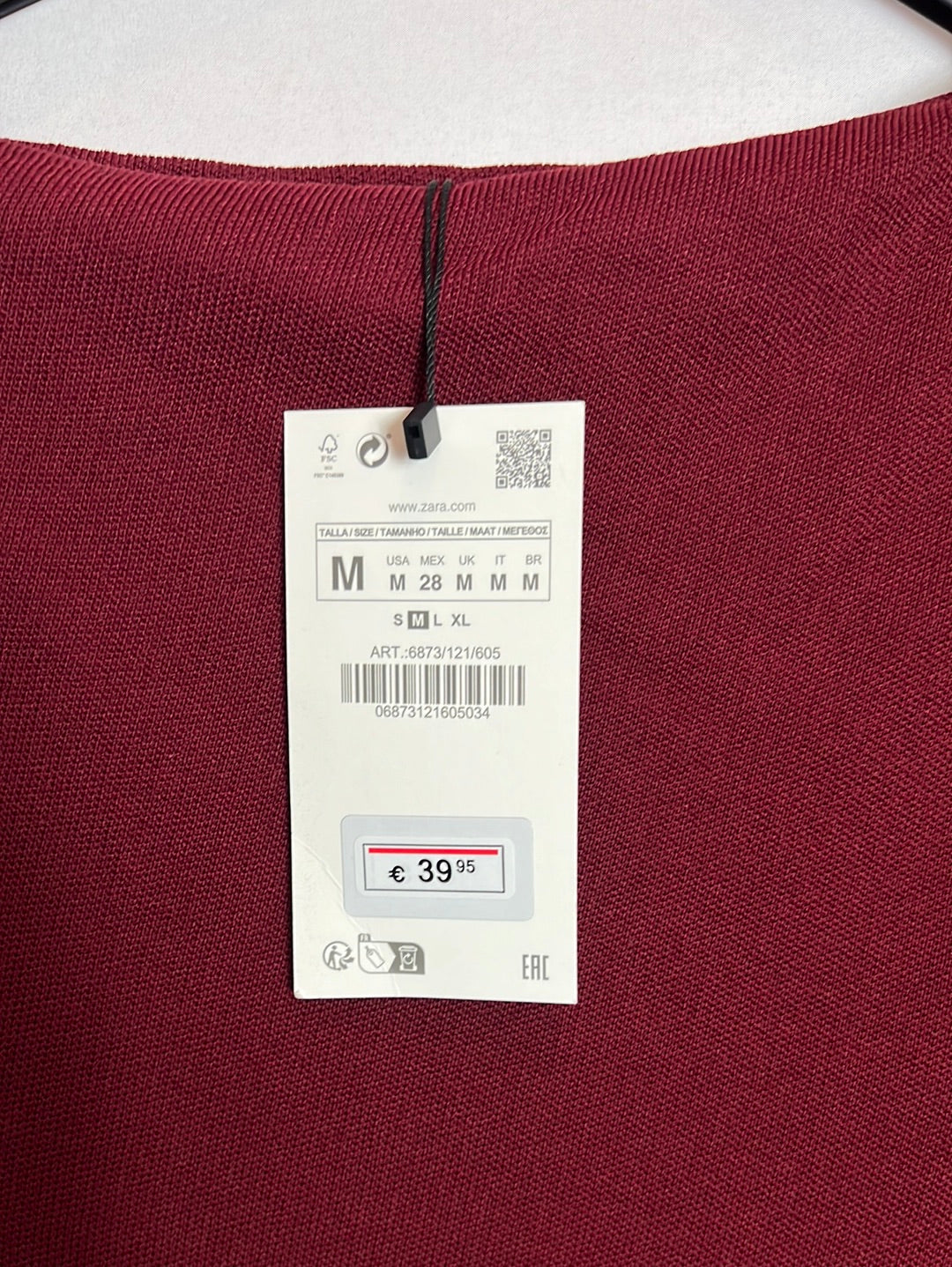 ZARA. Asymmetrical burgundy midi dress. TM