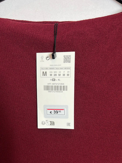 ZARA. Asymmetrical burgundy midi dress. TM