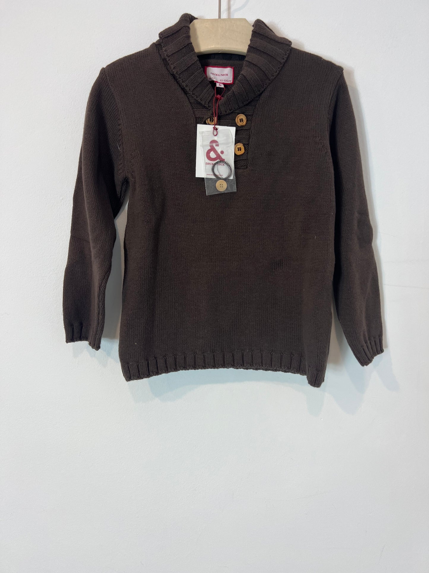 NECK&amp;NECK. Brown sweater with neck detail. Size 4-5 years.