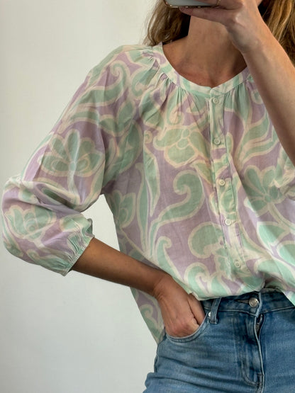 ESE O ESE. Blusa  malva estampada